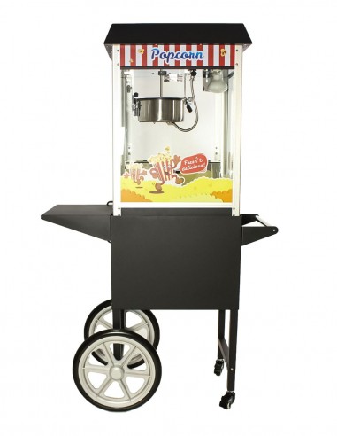 Popcornmaschine mit schwarzem Wagen