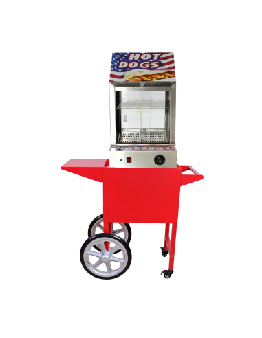 Hot dog warmer with trolley