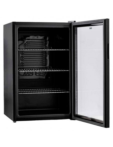 Refrigerador puerta de cristal negro de 80 L.