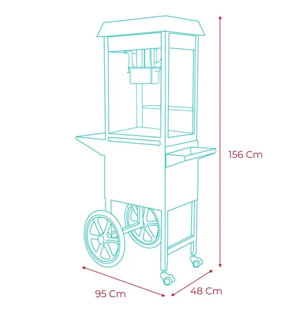 Carrello professionale per popcorn