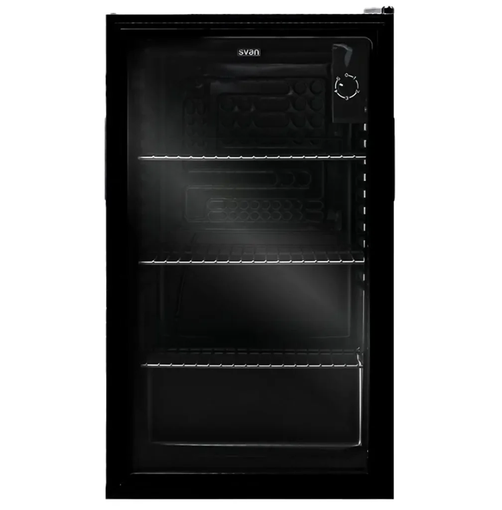 Refrigerador Horeca Svan Cíclico Negro Manual E84 Con Puerta Cristal