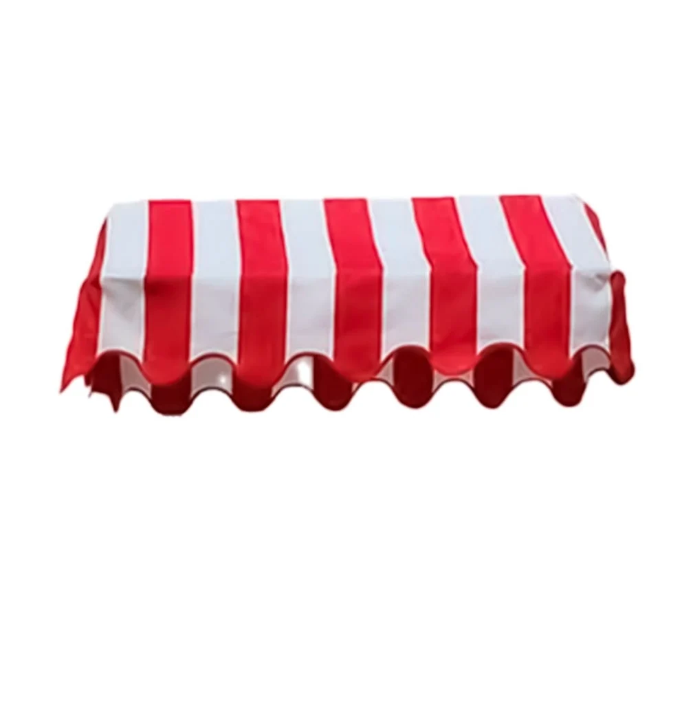 Toldo con ondas rayas rojas y blancas